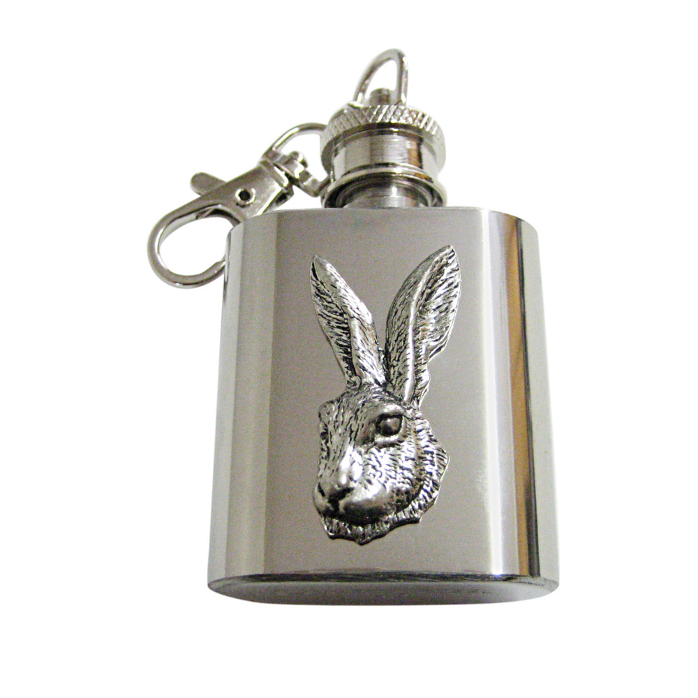 Hare Rabbit Head Keychain Flask - image 1
